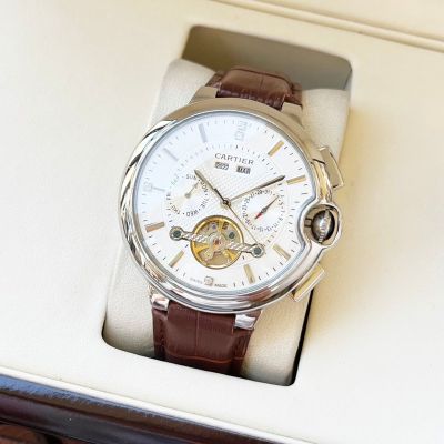 Imported Cartier Stainless Steel 44*12MM Business Leisure Men's Automatic White/Black Wrist Watch